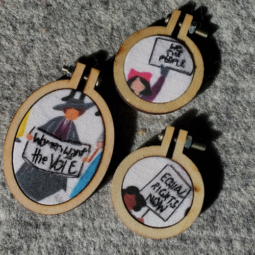 Women's Rights Embroidered Pendants.