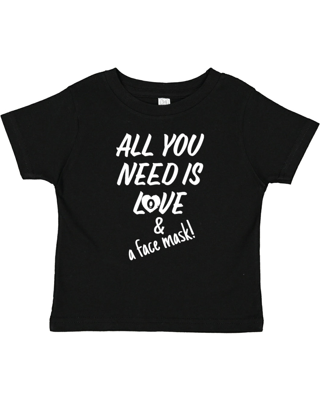 All you need is love and a facemask Black Jersey Tee Kids