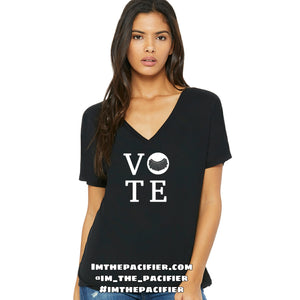 Vote RBG Flowy Black V-neck  Shirt.