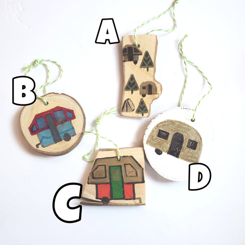 Hand Painted Wooden Ornaments Campers