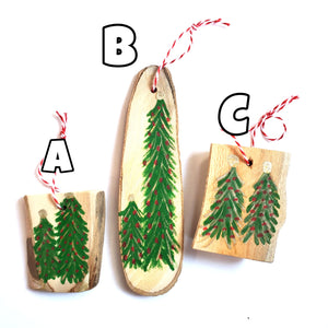 Hand Painted Wooden Ornaments Trees